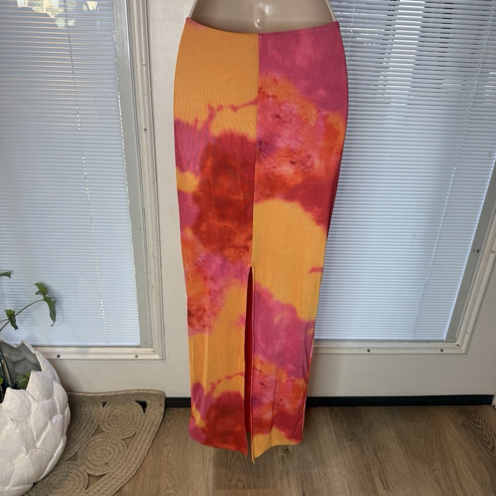 THATS SO FETCH Womens Maxi Skirt Pink Orange  Beach Sz 2‎ - Picture 4 of 9